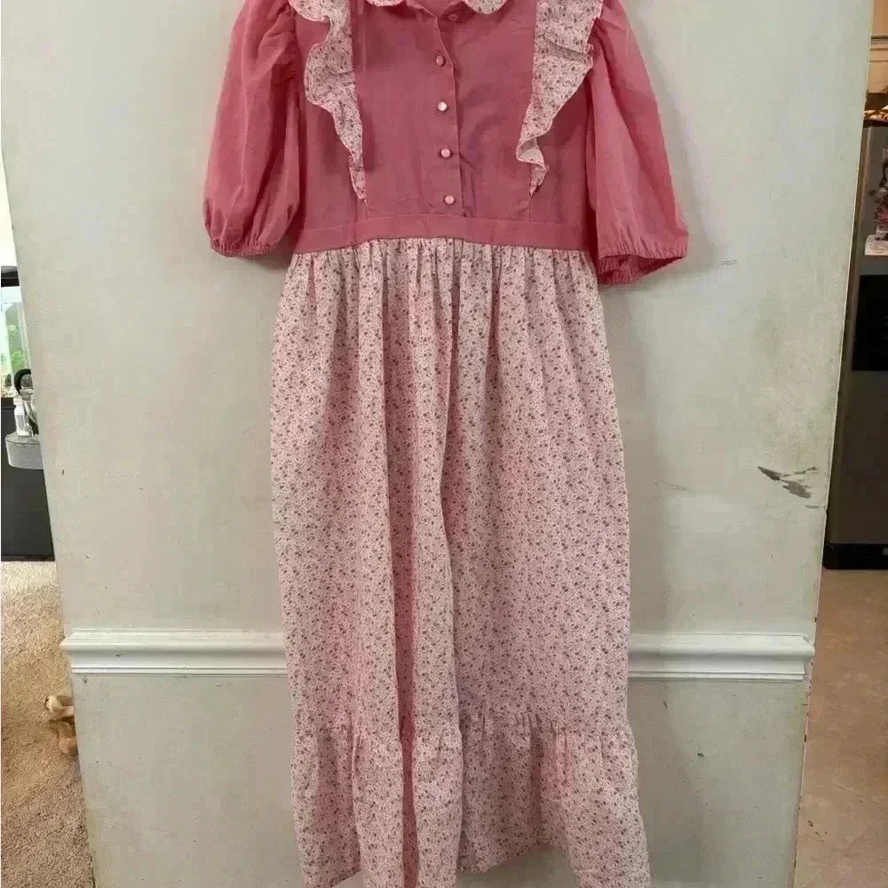 Vintage floral handmade dress size S - Picture 3 of 5